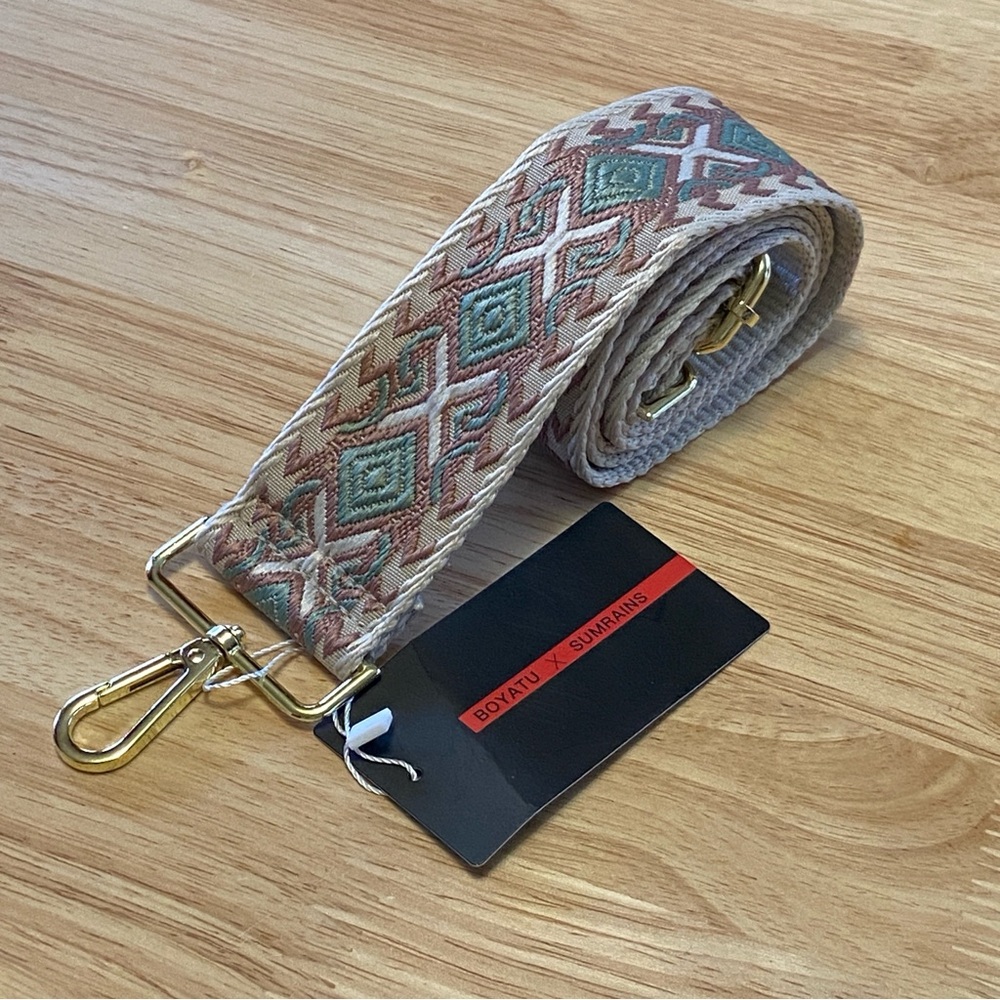 Boho Woven Adjustable Bag Strap Boyatu x Sumrains Gold Hardware 2”‎ Wide